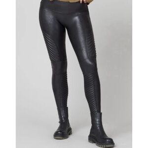SPANX Faux Leather Moto‎ High Rise Leggings Size Medium